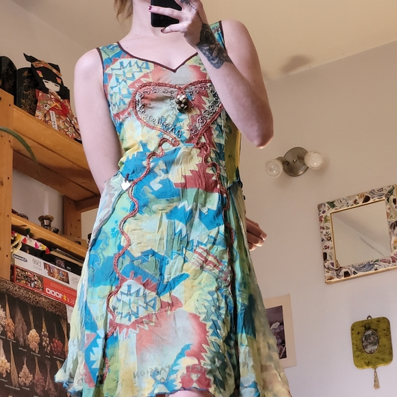 Shirt Passion Italia strappy asymmetrical midi dress Y2K- size large - Picture 7 of 7